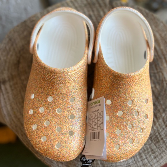 CROCS CLASSIC GLITTER CLOG ORANGE SORBET GLITTER ❤️❤️❤️❤️ - Picture 2 of 5